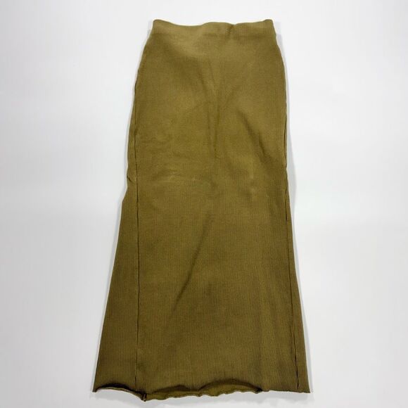 Zara Olive Green Asymmetrical Midi Skirt - Picture 2 of 7